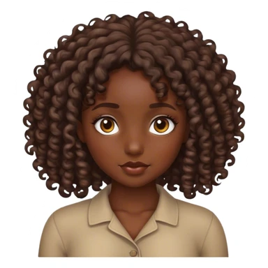 Dark skin girl with curly brown hair sticker