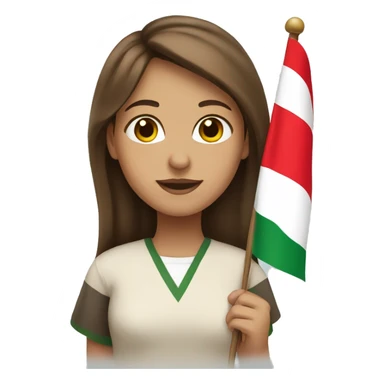 A girl with brown hair holding the Lebanese flag  sticker