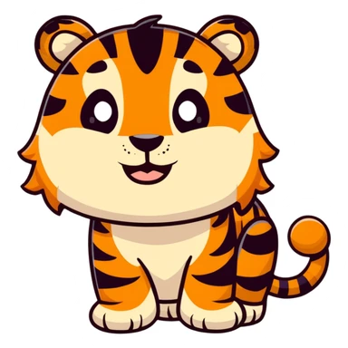 Cartoon tiger with big smile sticker