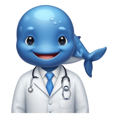 a whale wearing a white lab coat sticker