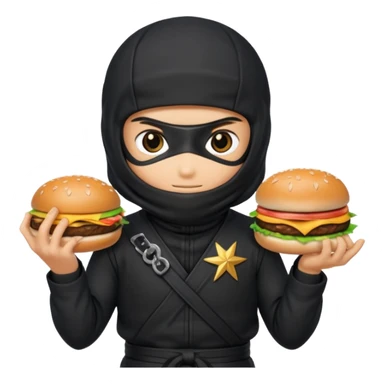 ninja with hambuger and suriken sticker
