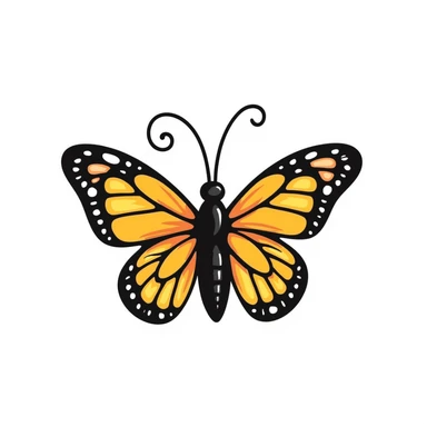colorful butterfly, playful crayon doodle style, simple and childlike, centered on white sticker