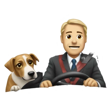 Dog driving a minister sticker