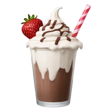 chocholate milkshake with whipping cream, straw and strawberries  sticker