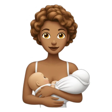 Femme blanche aux cheveux marron et son bébé dans les bras sticker