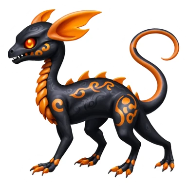 Shiny Evil Black And Orange Duskull-Salandit-Sylveon-Fakémon-hybrid-creature (full body)  sticker