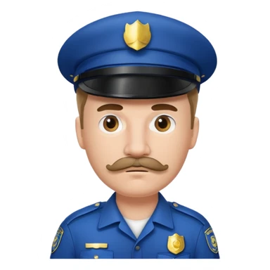 Male police officer wearing white cap, mustache, realistic portrait sticker