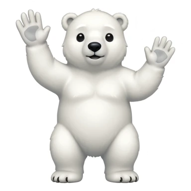 full body polar bear waving sticker