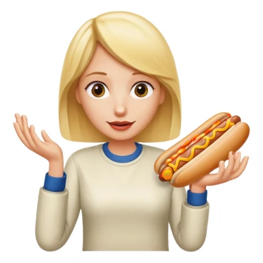 Naked blonde with both hands grabbing hotdog weiner sticker