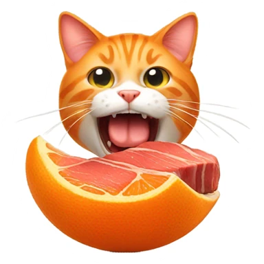 Orange cat with Steak in the mouth sticker
