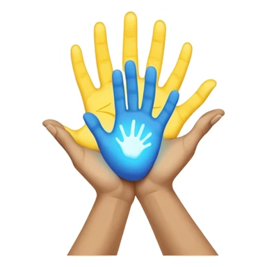 a normal hand being held by 2 hands, a glowing blue hand and a glowing yellow hand souls... hope and comfort from the past and futur sticker