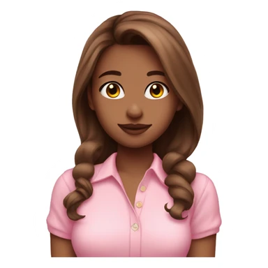 pretty girl with brown hair in pink shirt coquette aesthetic  sticker
