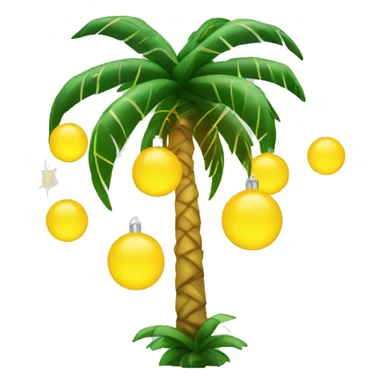 palm tree with yellow ball ornaments and white christmas lights  sticker