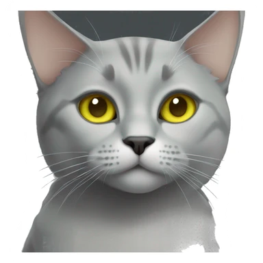 Grey cat, yellow/green eyes sticker
