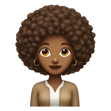 A brown girl with an afro, emoji style sticker