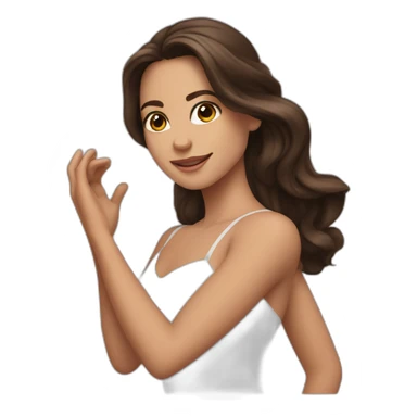 brunette with long hair, brown eyes, who dances ballroom dancing sticker