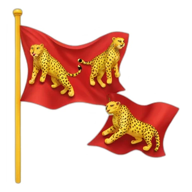 one red flag with two yellow leopards sticker