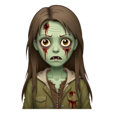 a zombie woman with straight brown long hair sticker