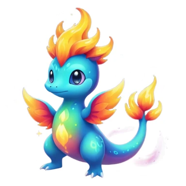 Elemental Forty Fiery Sparky Fierce Colorful Gradient Sparkly Nebular Starry Flaming Viney Vinal Dusky Aurorus-Amaura-Auroras-Pokémon-Fakémon-creature sticker