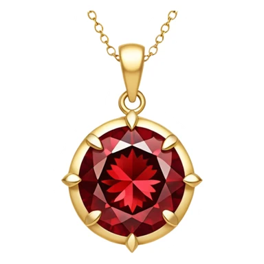 red garnet pendant like enchanted starlight, symbolizing passion and transformation, on a delicate gold chain sticker