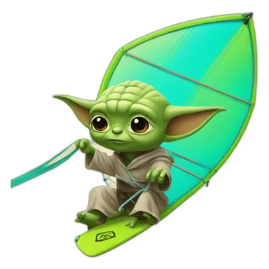 yoda on a kite surf sticker
