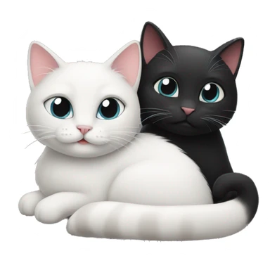 Black cat and white cat in love sticker