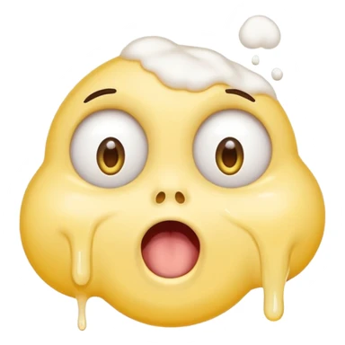 yellow circle with eyes up and mouth open, puking white foam sticker