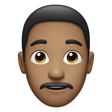 Emoji with black pony tail with white ends and black blush with a big nose and a eye and lips sticker