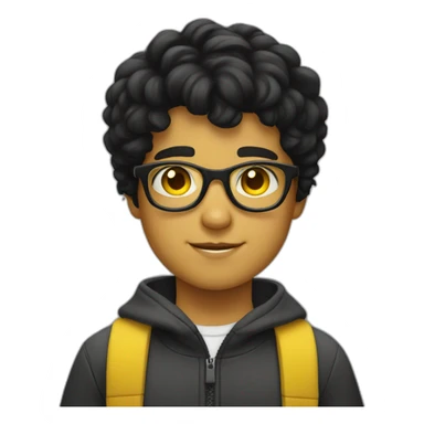 boy with yellow tinted glasses and combed black hair  sticker