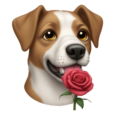 Dog with rose in mouth  sticker
