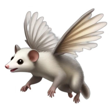 Adult wild opossum flying with wings  sticker