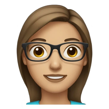 women brown hair, blue eyes and glasses sticker