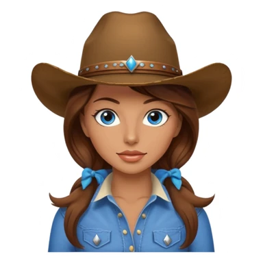 Sexy Cowgirl brown hair, estroil blue sticker