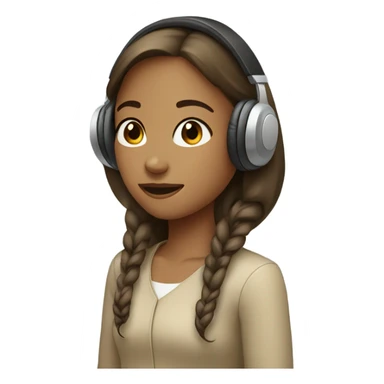 Girl wearing Beige headphone sticker