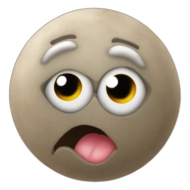 3d sphere with a cartoon dirt texture with big stupid eyes sticker