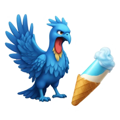 blue phoenix eating a glass cone sticker