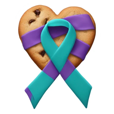 Purple teal Suicide awareness ribbon, heart cookie sticker