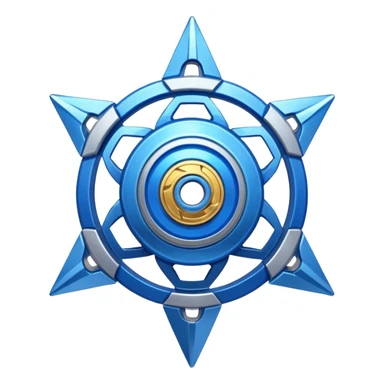 A blue Beyblade with 3 pointed blades like Victory Valtryek sticker