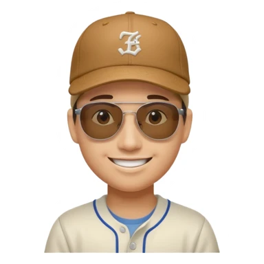 smiling face with sunglasses wearing a baseball cap, cap tilted sideways sticker
