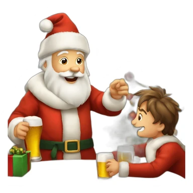 Père Noël qui offre un verre de bière à un enfant comme cadeau sticker
