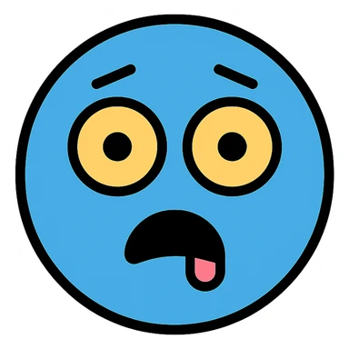 color outline icon of a blue face with a dumb expression sticker