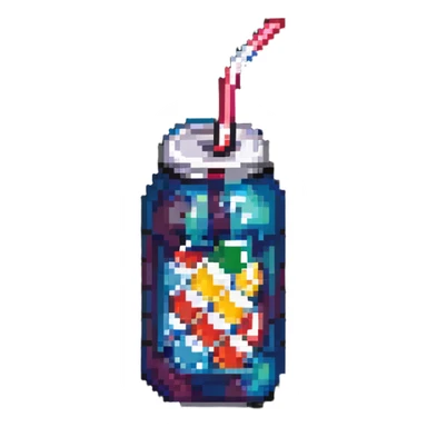 soft drink with a straw sticker