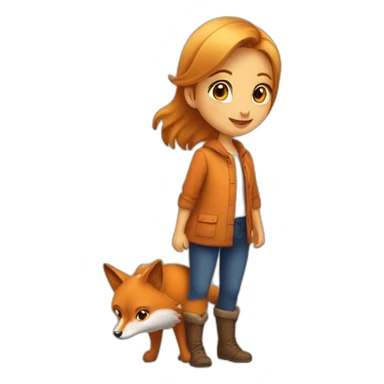 Petite fille sur le dos d un renard sticker