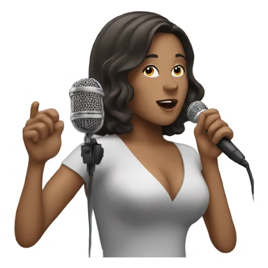 brunette woman singing with a microphone  sticker