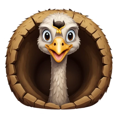Ostrich with it's head inside a hole in the ground only it's body and neck visible sticker