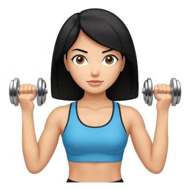 mujer fit con pelo negro y sosteniendo 2 mancuernas sticker