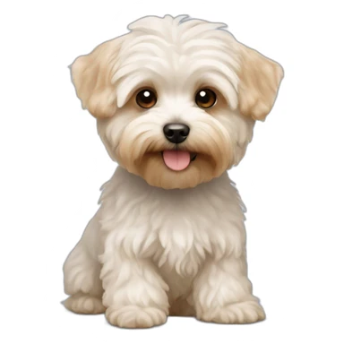 white maltipoo / yorkshire terrier mix with light brown ear sticker