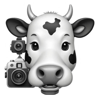 cartoon cow's head with camera  sticker