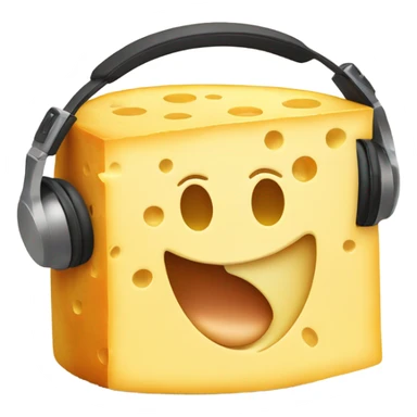 Round block of cheese listening to music sticker