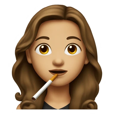 Girl with brown long hair smoking a cigarette  sticker